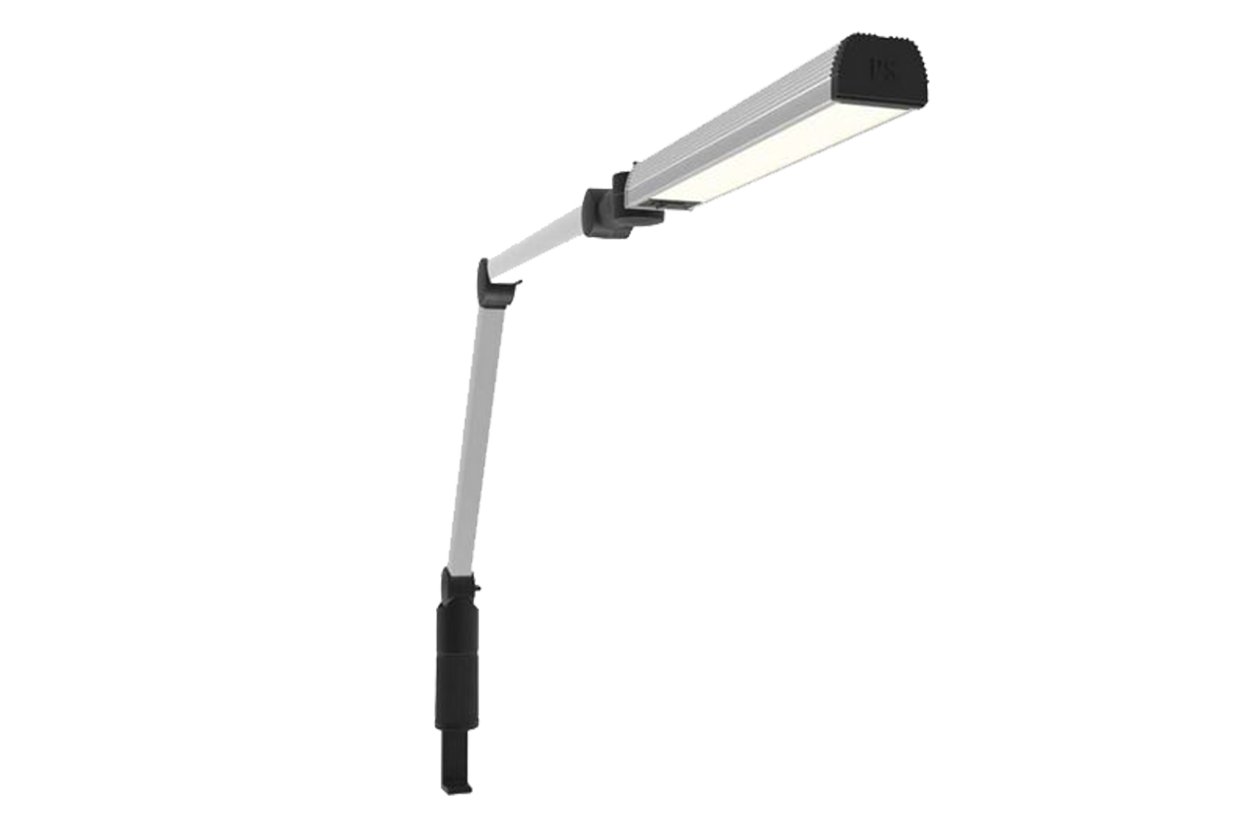 Articulated arm lamp with table clamp for easy mounting