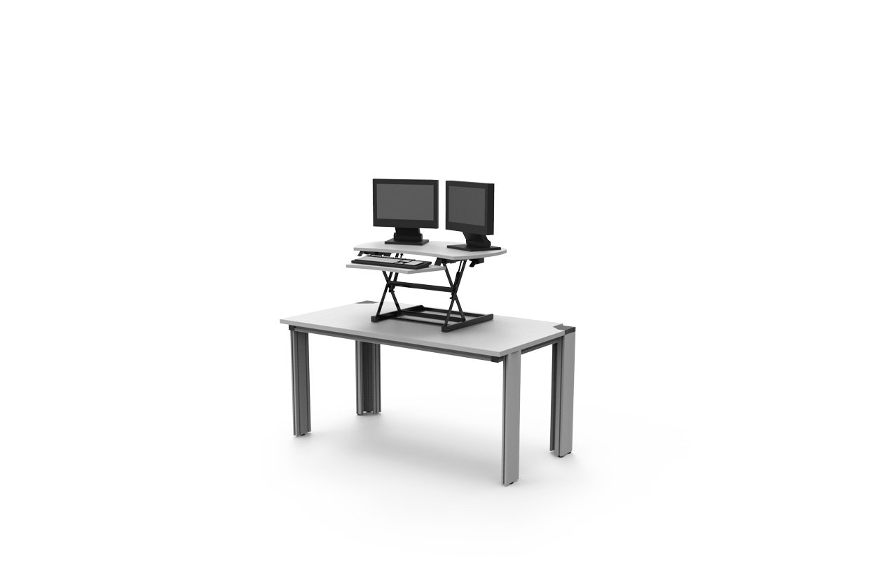 Desk with BEELIFT attachment for monitors, retrofittable height adjustment for computer workstations