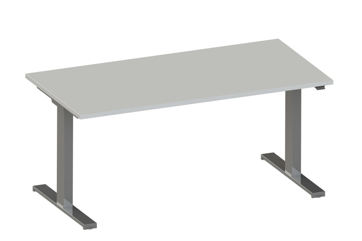 ein elektrisch höhenverstellbarer ERGOLevel Schreibtisch in grau