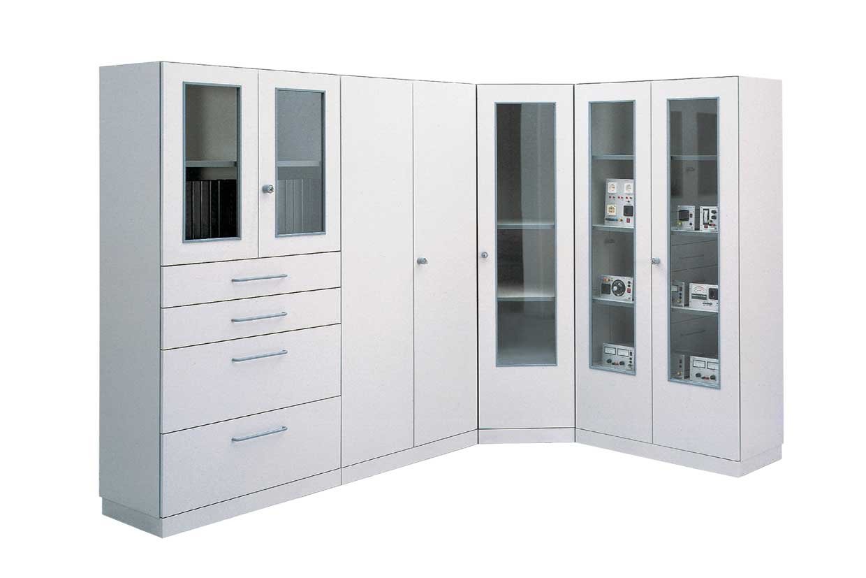 Corner cabinet made of various cabinet modules