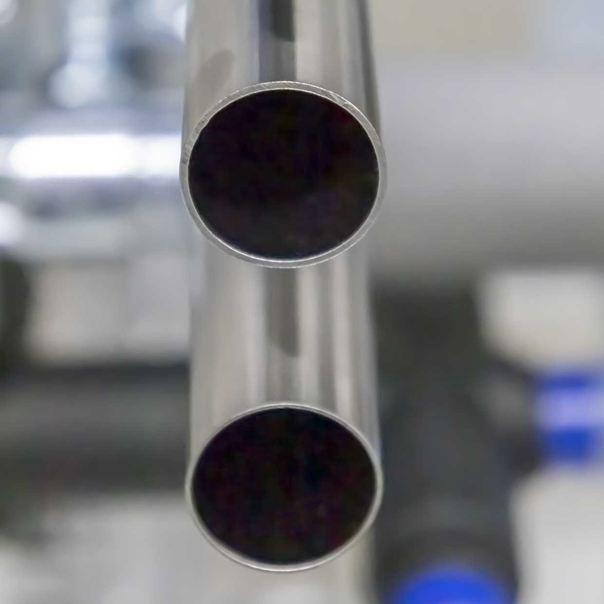 Two SUS steel pipes with smooth surface similar to stainless steel
