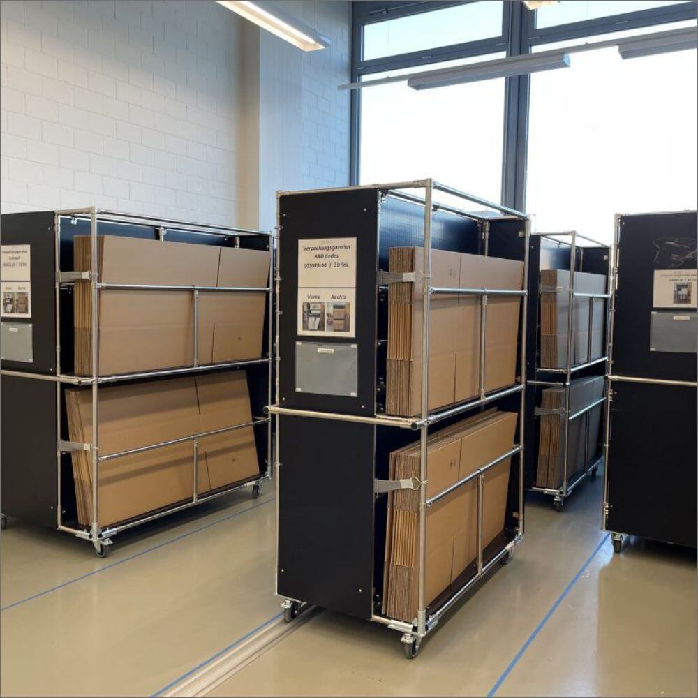 Nachher: Materialwagen für Kartonagen 
